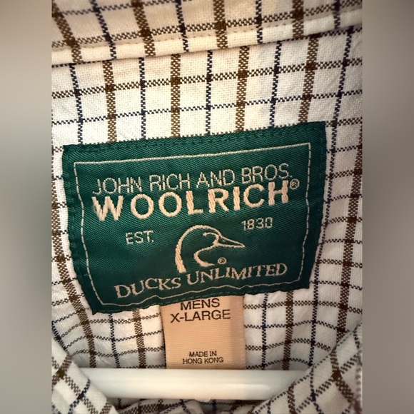 Woolrich Plaid Long Sleeve Button Up Shirt Men’s SZ XL Brown Cream Collared - Picture 2 of 7